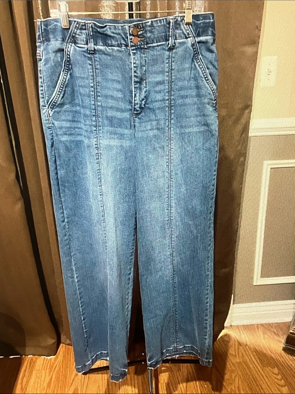 Wit & Wisdom Medium Blue Front-Seam Wide Leg Jeans